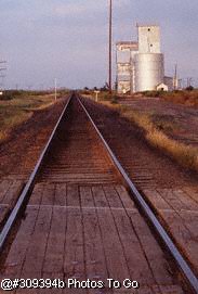 Railroad tracks near grain elevator
